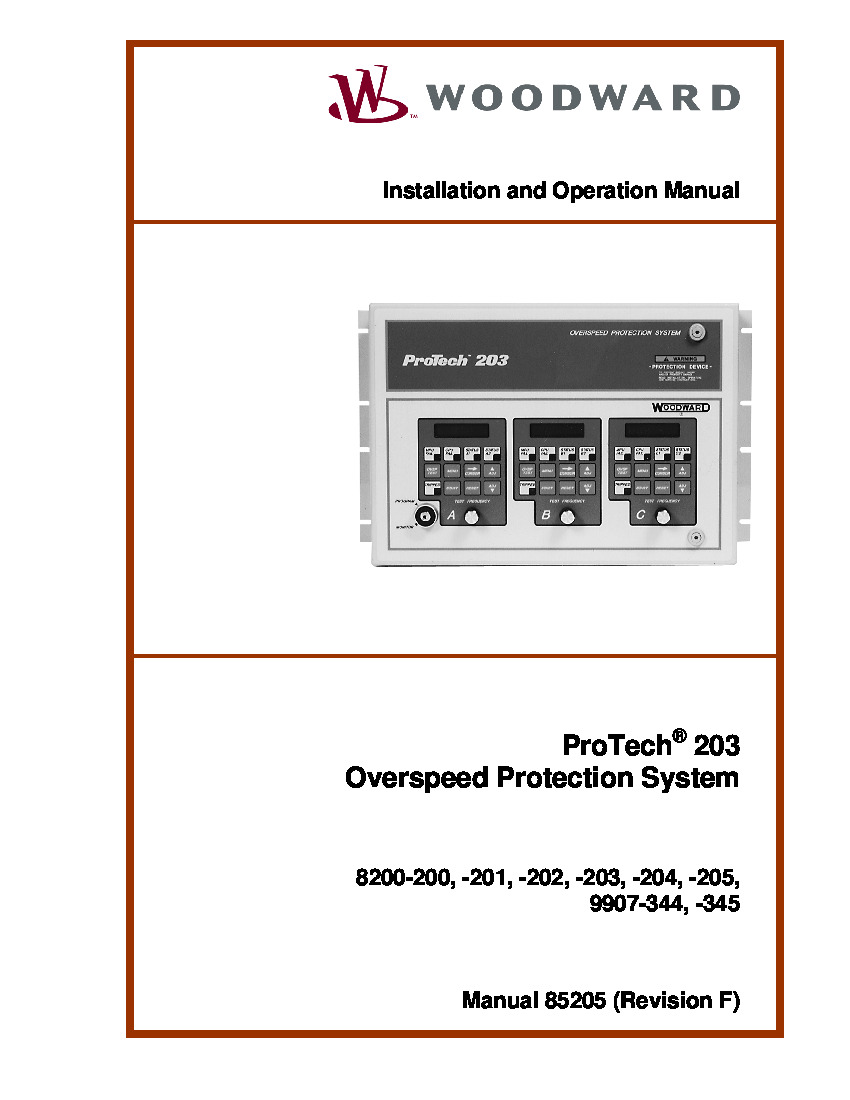 First Page Image of 8200-200 ProTech 203 Manual 85205 (F).pdf